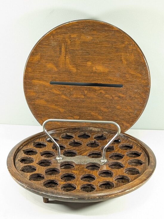 LePage Other - 1896 Wooden Communion cup tray, Victorian Lord's Supper church caddie